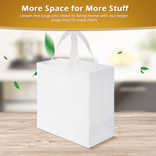 Reginary 50 Pcs Reusable Tote Bags Shopping Bags Non Woven, White - color: White