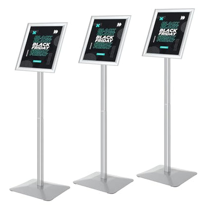 Sign Stand for Display, Ultra Stable Heavy Duty Pedestal Signage Holder - size: 8.5x11 3Pack, style: Silver