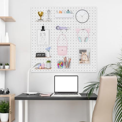 FZK Modular Plastic Pegboard Wall Organizer Kit, White， 12x12, 4 Panels - color: Pegboard Kit-White-2