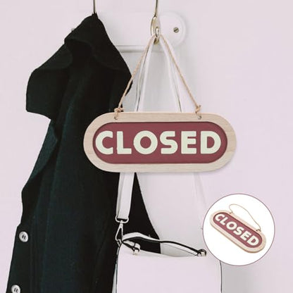 Rustic Wooden Door Sign Double-Sided Open Closed Hanging Plaque
