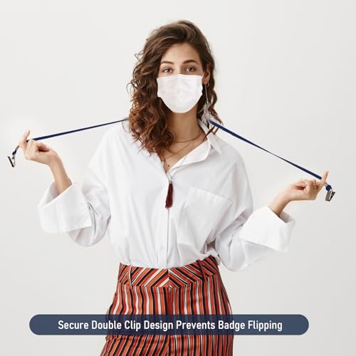 Patelai 400 Pack Double Clip Lanyards Bulk Face Mask Lanyards, Navy Blue - color: Navy Blue