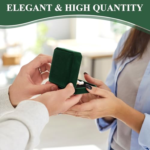 Sureio 24 Pcs Velvet Jewelry Gift Boxes Bulk Dark Green - color: Dark Green