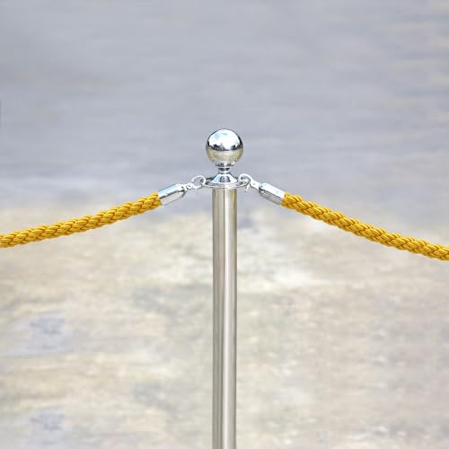 PATIKIL Stanchion Rope, 2 Pack 1.5m/5Ft Barrier Rope Twisted Post Ropes with Snap Hooks for Posts Stands Queue Divider Crowd Control of Hotel, Yellow Silver - color: Yellow/Silver