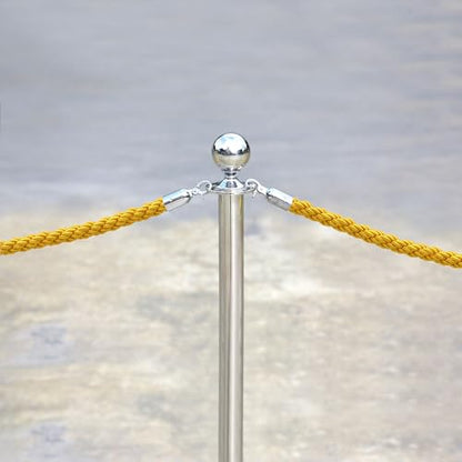 PATIKIL Stanchion Rope, 2 Pack 1.5m/5Ft Barrier Rope Twisted Post Ropes with Snap Hooks for Posts Stands Queue Divider Crowd Control of Hotel, Yellow Silver - color: Yellow/Silver