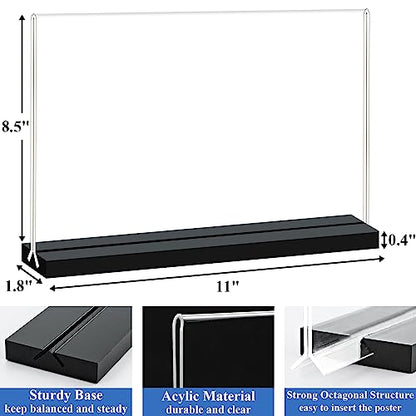 Acrylic Sign Holder 11x8.5 '' Horizontal T-Shaped Clear Double-Sided Table Menu Stands Plastic Picture Frames Display Desktop Display Holders for Wedding Table,Restaurant Signs,Office, Store,6 Pack - size: Vertical 6 Pack 8.5x11''