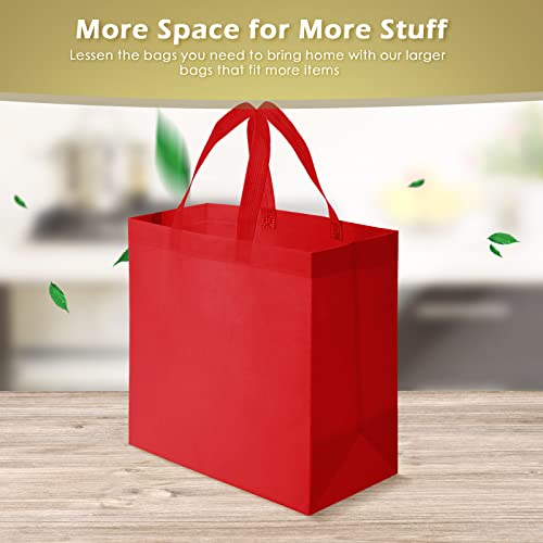 Reginary 100 PCS Non Woven Tote Bags Bulk,Red - color: Red
