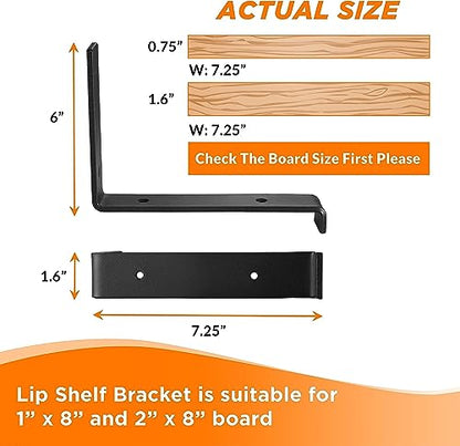 BATODA 8" Z Shelf Brackets with Lip for 7.25" Boards, Heavy Duty, Pack of 6 - size: 7.25 Inch