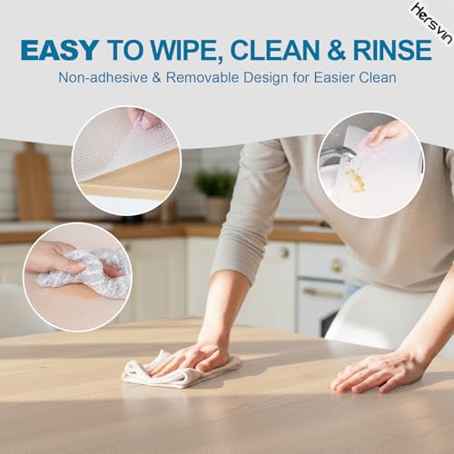 Hersvin Shelf Liners, 17.5 in x 16.4 ft Kitchen Drawer Mats, Non-Adhesive EVA Cupboard Protector, Cabinet Lining (Clear Dot) - color: Clear Dot, size: 17.5"W x 197"L