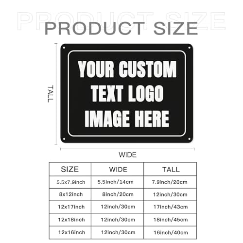 Custom Sign Personalized Metal Sign Custom Signs for Office/Wall/Garden/Indoor or Outdoor/Home Signs Design Your Logo/Text/Image-18x12Inch - size: 18"x12"