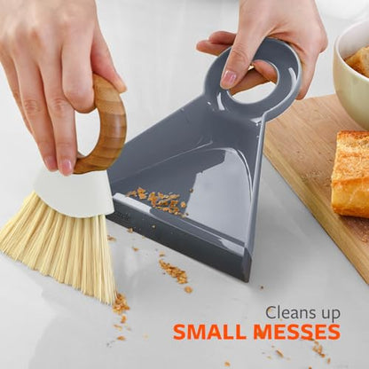 Full Circle Tiny Team, Mini Compact Brush & Dustpan Set, White - color: White