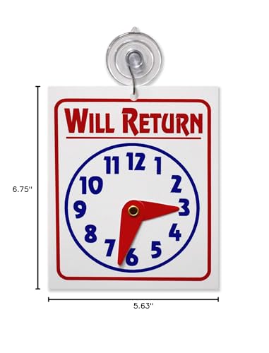 Double Sided "Will Return" Clock and "Open Come in" Sign with Adjustable Clock Hands & Suction Cup, 5 Pack - size: 5 Pack