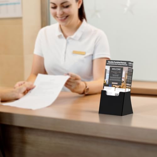 Marketing Holders Brochure Holder 4.25" Black Acrylic Single Pocket Trifold Countertop Literature Organizer for Retail Stores and Business Advertising Display Stand - size: Single Pocket Black
