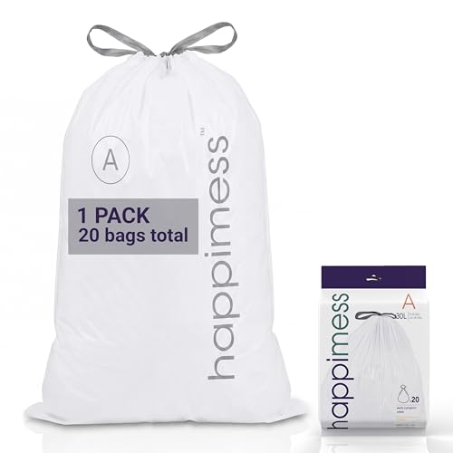 happimess 20-Count Unscented 8 Gal Drawstring Trash Bags, White - color: White, size: 20 Count (Pack of 1)