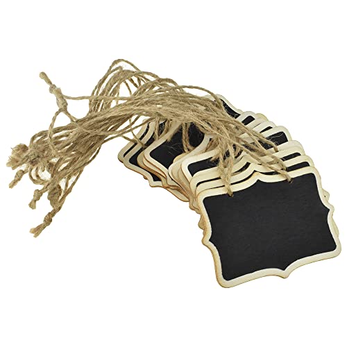 Hahiyo 3.15 x 2.36 Inch Double Sided Chalkboards with Hanging String Help Marking Easy Writing Quick Attach Wood Double-Sided Rectangle Blackboard 15 PCS for Message Signs Food Labels Wedding Party - size: 3.15 x 2.36 in (Rope)-15 PCS
