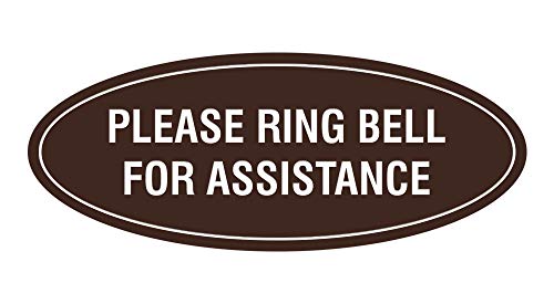 Signs ByLITA Oval Please Ring Bell for Assistance Sign (Dark Brown) - Small - color: Dark Brown, size: 2 x 5" - Small (1 Pack)