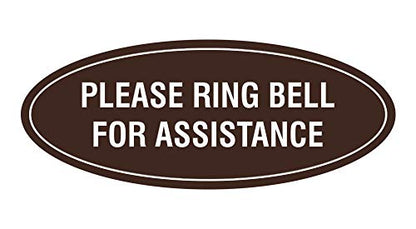 Signs ByLITA Oval Please Ring Bell for Assistance Sign (Dark Brown) - Small - color: Dark Brown, size: 2 x 5" - Small (1 Pack)