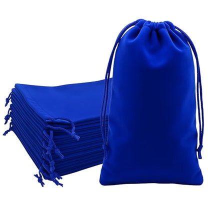 Mandala Crafts 8x17 Royal Blue Velvet Drawstring Bags for Shoe Dusting Bags - color: Royal Blue 8X17 Inches, size: 1 Count (Pack of 10)
