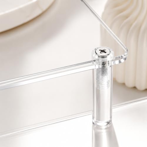 QfwdfcTrenz Acrylic Riser, Display Stand Clear Shelf 7.87x5.51x3.85 Inches Small Display Shelf 2 Tier Rectangular Organizer or Cosmetic Products Tabletop Use and More