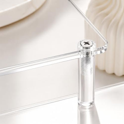 QfwdfcTrenz Acrylic Riser, Display Stand Clear Shelf 7.87x5.51x3.85 Inches Small Display Shelf 2 Tier Rectangular Organizer or Cosmetic Products Tabletop Use and More