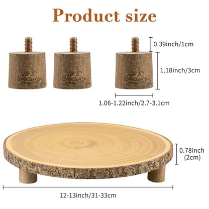 Rustic Wood Cake Stand - 11-13 Inch Wooden Slice with Legs for Elegant Wedding, Birthday, & Woodland-Themed Parties（1Pcs）