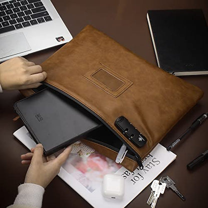 KOSMCCO Notary Bag with Lock, Brown, L - color: Brown