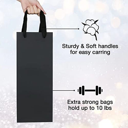 Aimyoo Black Wine Bottle Bags 6x5x15 inch, 10 Pack Large Kraft Paper Gift Bags with Handles Bulk - color: Black - 6x5x15 inch, size: 1 Count (Pack of 10)