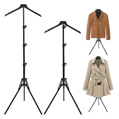 2 Pack Adjustable Shirt Display Stand 32-63", Metal Mannequin Torso Rack - color: Black-2pcs