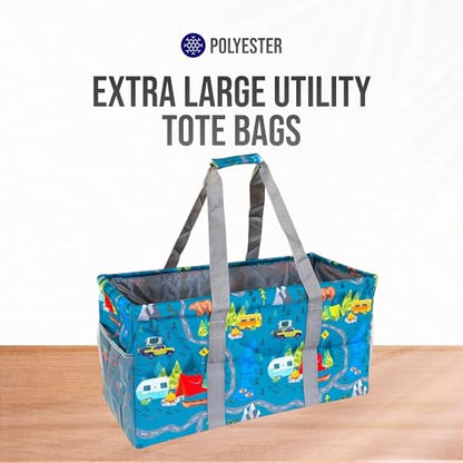 Extra Large Utility Tote Bag - Oversized Collapsible Beach Bag - Camping - color: Camping