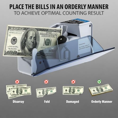DETECK DT5S Portable Money Counter Machine with Counterfeit Detection UV/WM - Handy Currency Counting Quantity of Bills only, for Small Cash Counting Machine - style: DT5S 4 AA Batteries Required