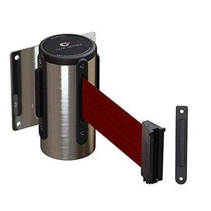 Crowd Control Warehouse Fixed Wall Mount Retractable Belt Barrier, 11 Ft - color: Maroon, size: Solid Color