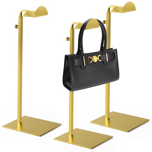 3 Pack Golden Purse Display Stand Adjustable Height 13.5 - 24 In