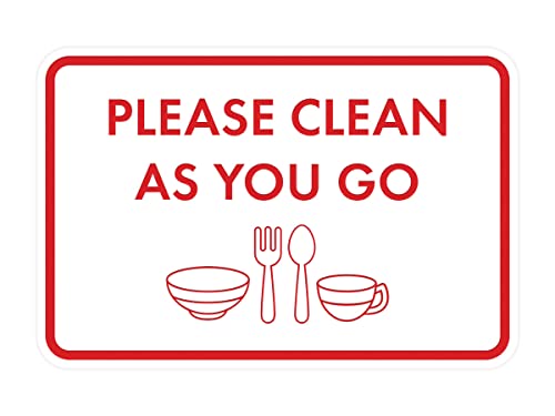 Classic Framed Please Clean As You Go Sign (White/Red) - Small - color: White/Red, size: Small (4" x 6")