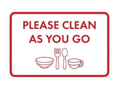 Classic Framed Please Clean As You Go Sign (White/Red) - Small - color: White/Red, size: Small (4" x 6")