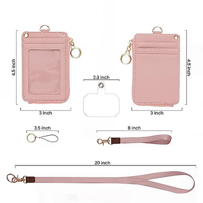 MONDO DESIGNS 2-in-1 ID Badge Holder Lanyard Wallet - Nude Pink - color: Nude Pink