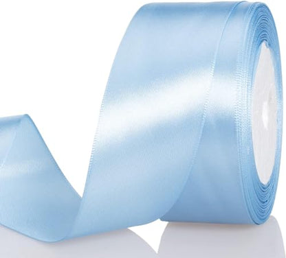 AKOAK 2 Inches 25 Yard Satin Ribbon, Craft Fabric Ribbon, Perfect for Wedding, Bouquets, Handmade Bows and Gift Wraping (Light Blue) - color: Light Blue
