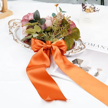 Orange Double-Faced Satin Ribbon, 3 Inch x 10 Yards - color: Terracotta