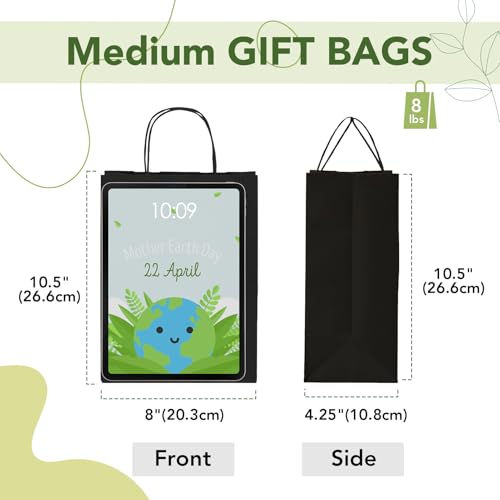 MESHA Black Gift Bags 8x4.25x10.5 20Pcs,Small Paper Bags with Handles Bulk - color: Jet Black