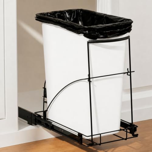 Pull Out Trash Can Under Cabinet, Heavy Duty Under Sink Organizer, Black