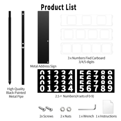Metal House Number Sign, Waterproof Address Plaque with Stake - color: Black(Classic Stake)