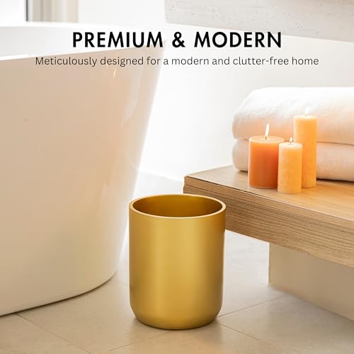 YEW DESIGN Gold Round 2 Gallon Trash Can for Home and Bathroom - color: Gold