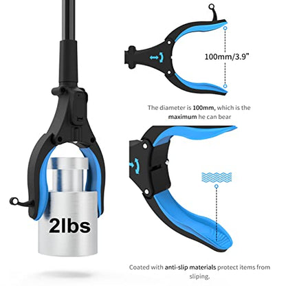 Kekoy 2-Pack Reacher Grabber Tool, 32" Grabbers for Elderly, Trash Picker Grabber with Light, Extended Claw Reacher Tool, Foldable Pick Up Grab Tool, Magnetic Sticks Grippers for Reaching (Blue) - color: Blue