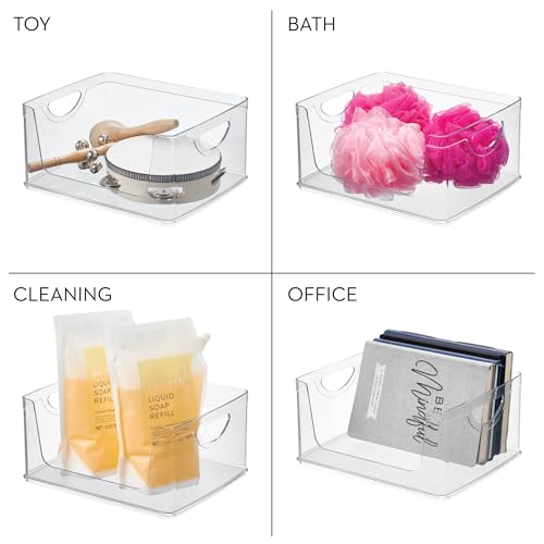 iDesign Stackable Open-Front Storage Bins with Handles, Set of 4, Clear - style: Pack of 4