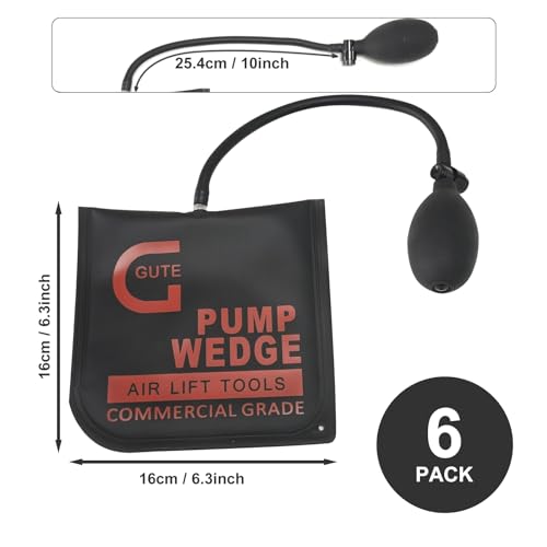 GUTE Air Wedge Bag Pump 330LB 6Pk Inflatable Leveling Alignment Kit - color: Red
