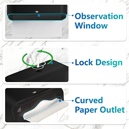 Paper Towel Dispenser Wall Mount No-Drill, Black Commercial, Home Bathroom - color: D-23 Black