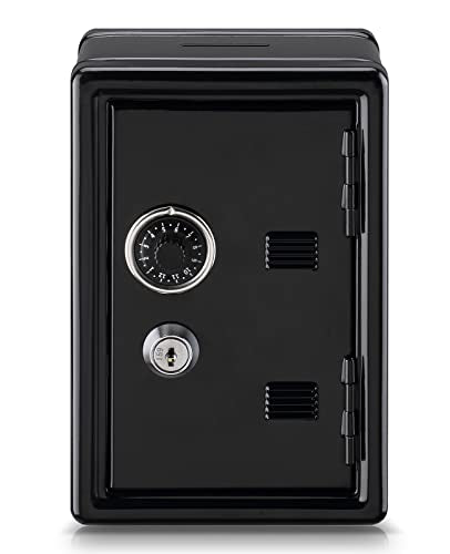 Younion Mini Money Safe and Cash Lock Box, 4.6"x 4.2"x 6.9" Black - color: Black