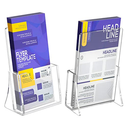 NIUBEE Acrylic Brochure Holder 4 x 6, Flyer Holder Stands Display, 2 Pack - size: 4" x 6", style: 2 Pack