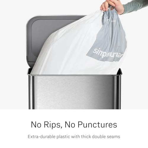simplehuman Code M 100 Count Custom Fit Liners, Drawstring Kitchen Trash Bags, One-by-One Mess-Free Dispense, Extra Thick & Double Seamed, 50% PCR Plastic, 40-45 Liter / 11-12 Gallon, White - size: 100 Count (Pack of 1)
