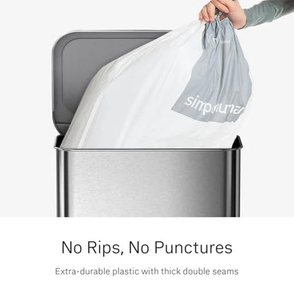 simplehuman Code M 100 Count Custom Fit Liners, Drawstring Kitchen Trash Bags, One-by-One Mess-Free Dispense, Extra Thick & Double Seamed, 50% PCR Plastic, 40-45 Liter / 11-12 Gallon, White - size: 100 Count (Pack of 1)