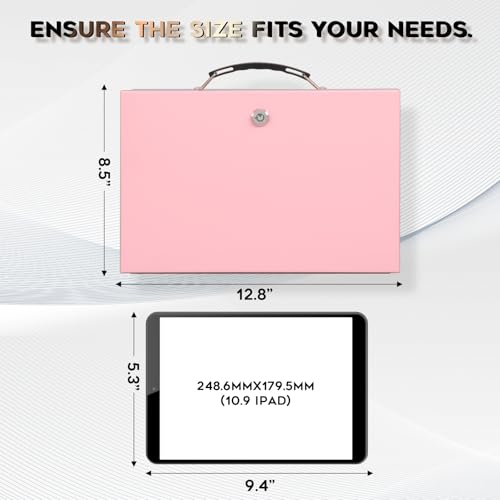 xydled Fireproof Document Box with Key Lock, Fire Safe Box, Pink - color: Pink, size: Large