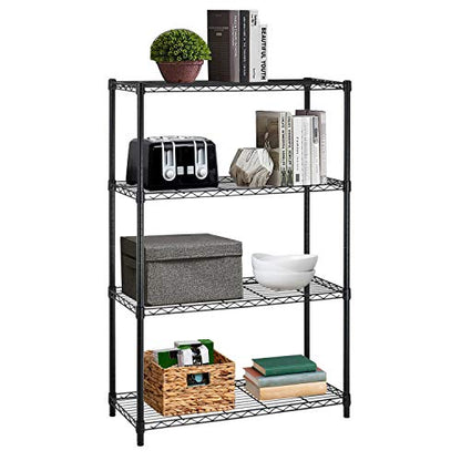 BestOffice | 4-Tier Wire Shelf with Wheels | 14" x 36" x 54" | Black - color: Black, size: 14Lx36Wx54H